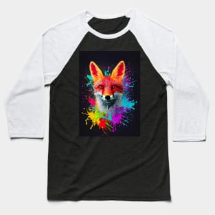 Splatter Paint Fox Baseball T-Shirt